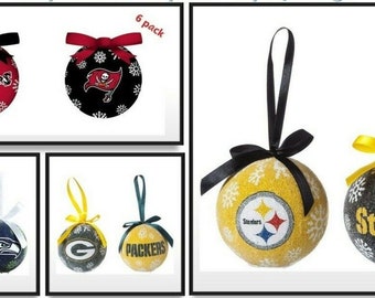 NFL Licensed LED Light up Christmas Holiday Box Set Ornaments - Set of 6