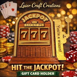 Slot Machine Gift Card or Cash  Holder Laser Cut SVG DXF Download file