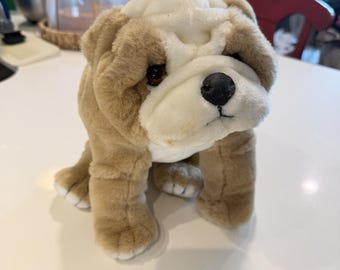 VINTAGE TY Plush Classic 1990 Winston Beige Cream Bulldog Dog Pet Stuffed Animal