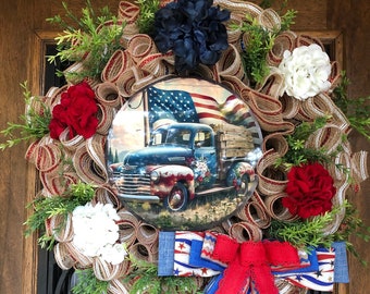 Patriotic wreath for door, Patriotic decor, American Flag wreath veterans day wreath, 4th of July wreath, memorial day wreath, patriotic dec