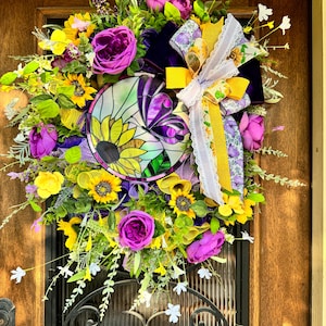Butterfly Sunflower Wreath: Elegant Peony Door Decor