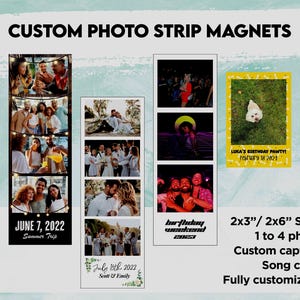 Custom photo booth, photo strip magnet, photo magnet, picture magnet, photo booth strip, photo gifts, personalized photo strip, magnet photo