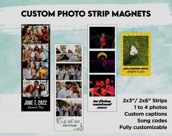Custom photo booth, photo strip magnet, photo magnet, picture magnet, photo booth strip, photo gifts, personalized photo strip, magnet photo