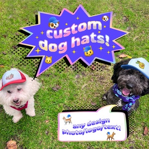 送料無料!!** PupLid、カスタム犬用帽子、カスタム猫用帽子、犬用トラッカー帽子、ペット用帽子、カスタム犬用ギフト、犬用帽子、パーソナライズされた帽子