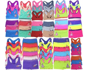 ToBeInStyle Girls' Pack of 6 Random Assorted Print Racerback or Cami Training Bras Tops