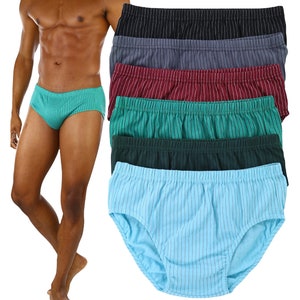 ToBeInStyle Men&#39;s Pack of 6 Thick Waistband Striped Assorted Underwear Briefs