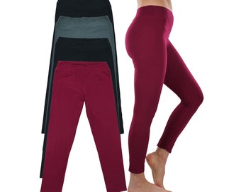 ToBeInStyle Women's Pack of 4 Full Length High Waisted Stretchy Microfiber Leggings