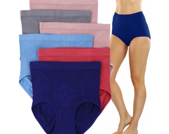 ToBeInStyle Women's 6 Pack High-Waisted Soft Patel Assortment Plus Size Briefs