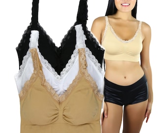 ToBeInStyle Women's 3 Pack Classic Adjustable U-Back Bralette
