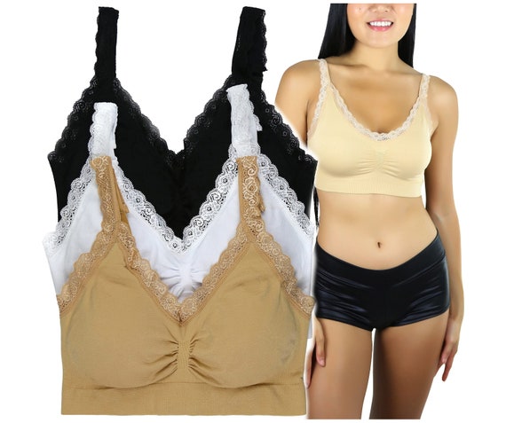 Tobeinstyle Women's 3 Pack Classic Adjustable U-back Bralette 