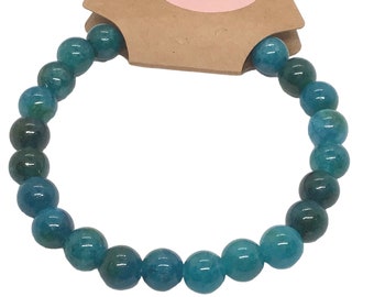 Natural Gemstone bead bracelet- Apatite Chalcedony- Dyed- 8mm bead