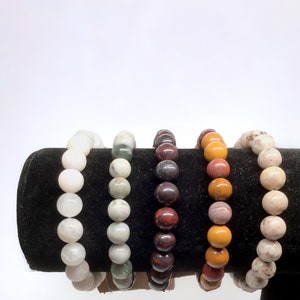Natural Gemstone Bead Bracelet-8mm Round Bead- Pick Your Color and Length- 5 different colors