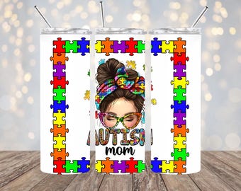 20 oz Sublimated Skinny Tumbler-Autism Awareness- Autism Mom