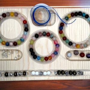 Wood Bead Board— 9.25”x6.5"x.75”— Bracelet/jewelry Design Board- 18cm-17cm-15cm design circles- Bracelet Making