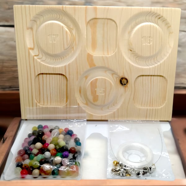 Wood Beading Board/ Gemstone Bracelet Design Kit-9.25”x6.5”x.75” Wood Board/ Bracelet Making Kit/ New Board Design