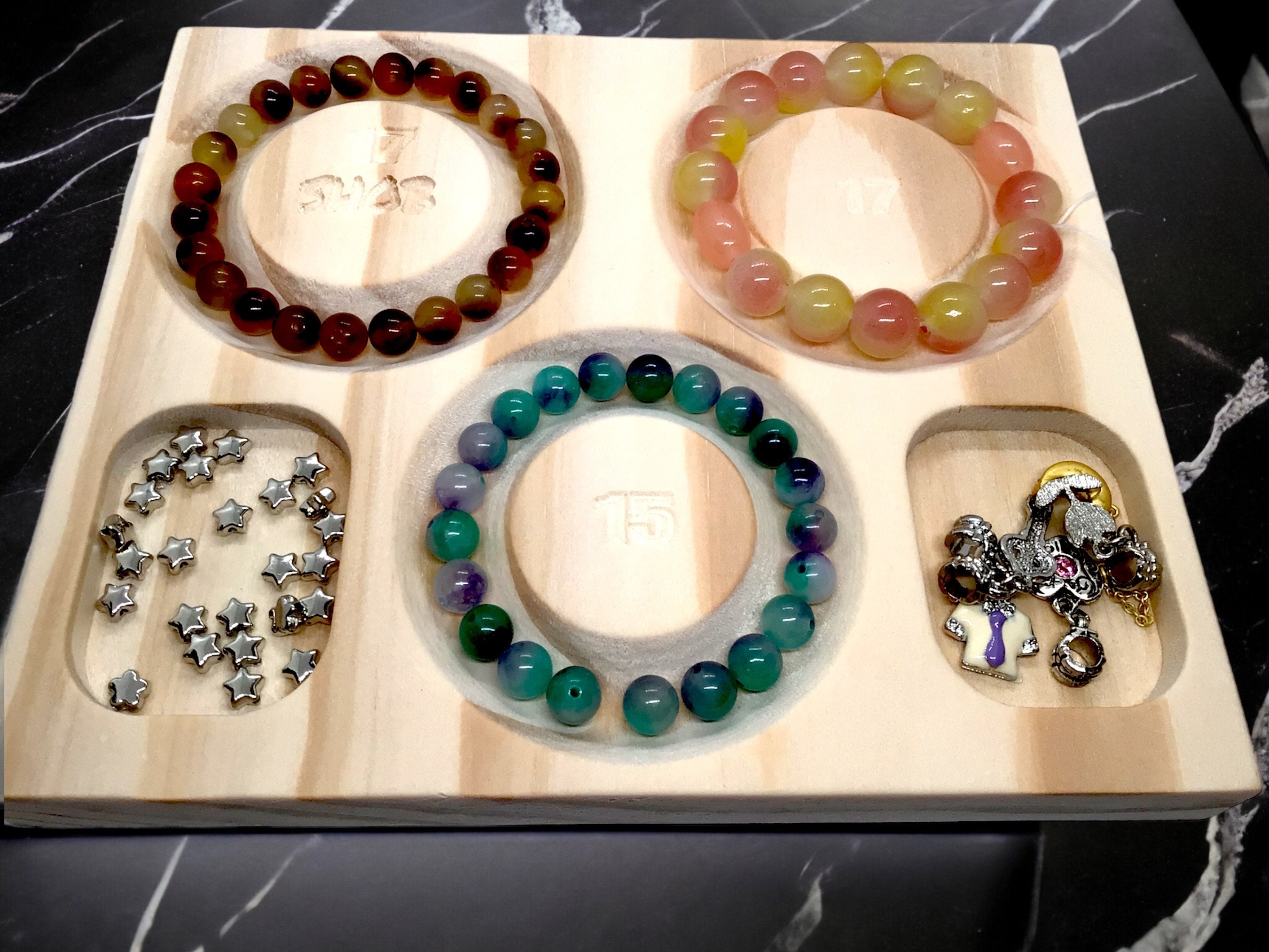 Wooden Bead Board For Jewelry Making – Bracelet & Necklace Design Tray With Measurement Grooves, Natural Wood, Reusable For Beginners & Pros