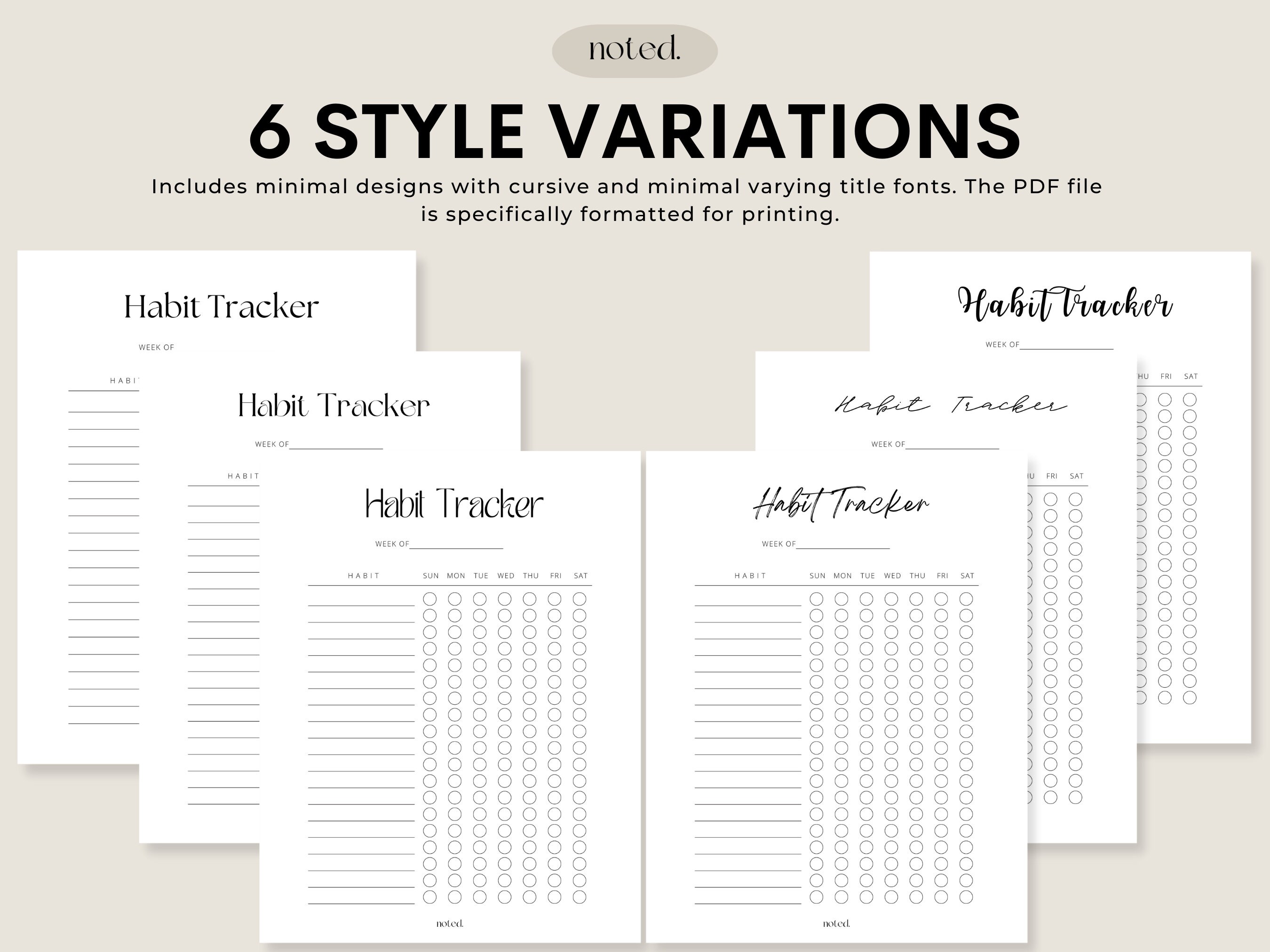 A4 Printable Weekly Habit Tracker: Minimalist Planner Insert (PDF) - Etsy