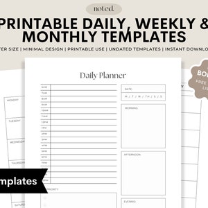 Undated Monthly Planner Template: Daily, Weekly, Productivity