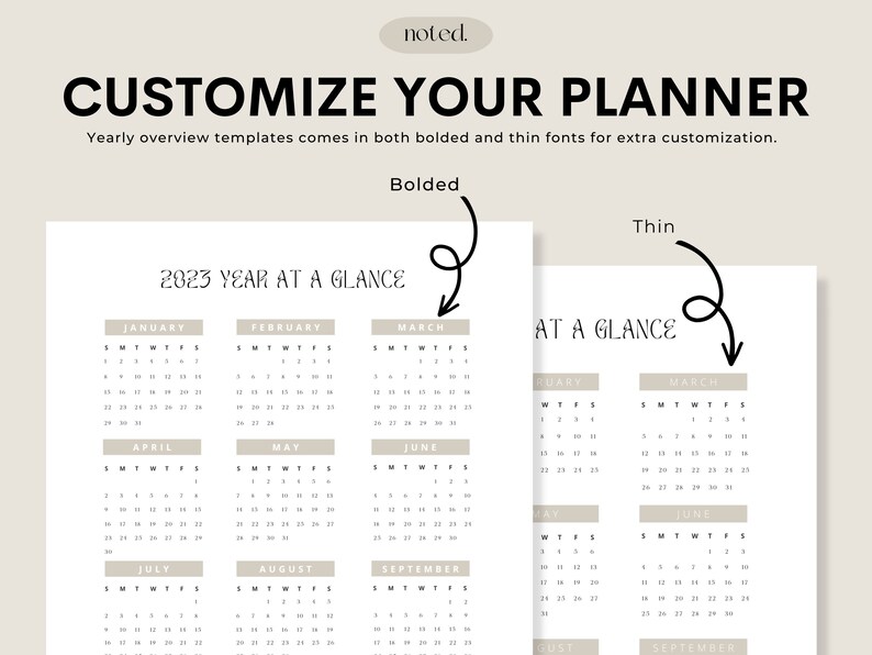 2023 Year Overview, Digital Planning, 2023 Calendar, Noteability