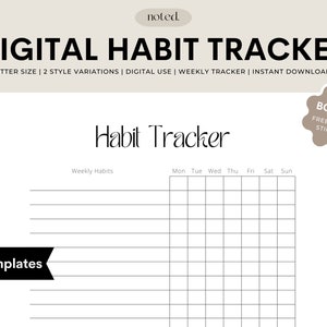 Digital Habit Tracker Insert: Weekly Planner Template