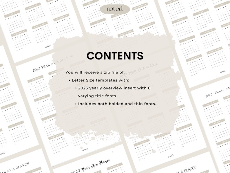 2023 Year Overview, Digital Planning, 2023 Calendar, Noteability