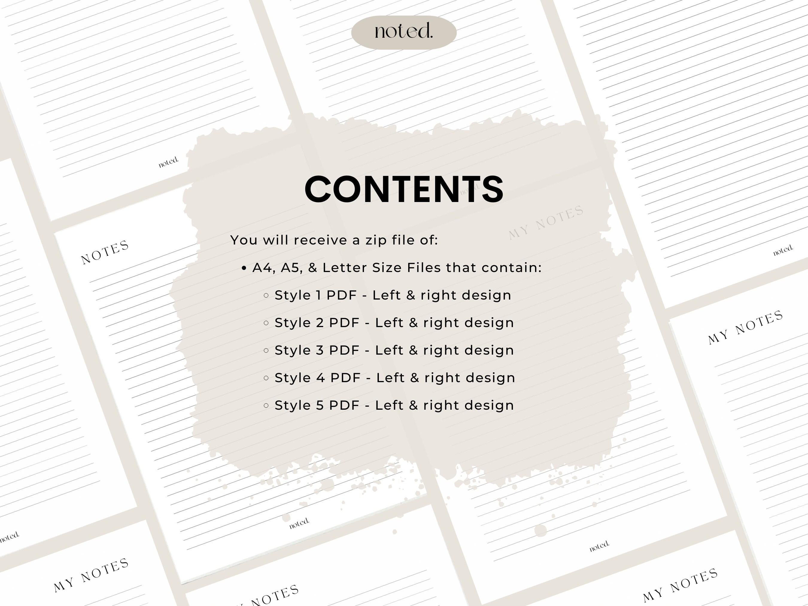 Cursive Highlight Notes Cursive Notes Template: Lined Paper, A4/a5/letter (digital Download) - Etsy