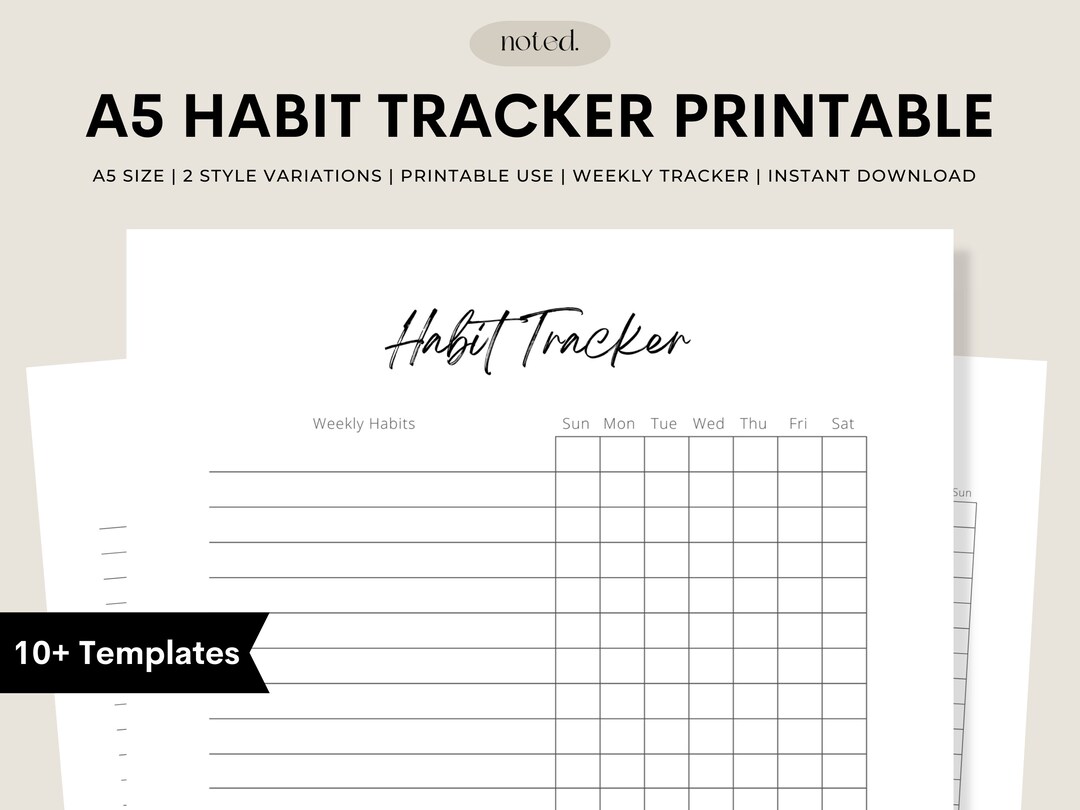 A5 Habit Tracker Printable, Habit Tracker, A5 Printable Insert, Planner ...