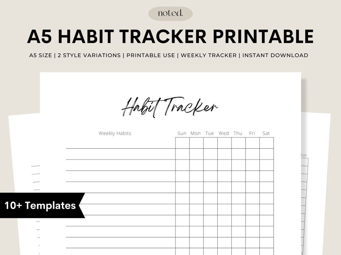 A5 Habit Tracker Printable, Habit Tracker, A5 Printable Insert, Planner ...