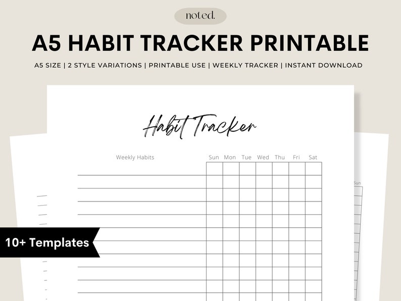 A5 Habit Tracker Printable, Habit Tracker, A5 Printable Insert, Planner Insert, Productivity