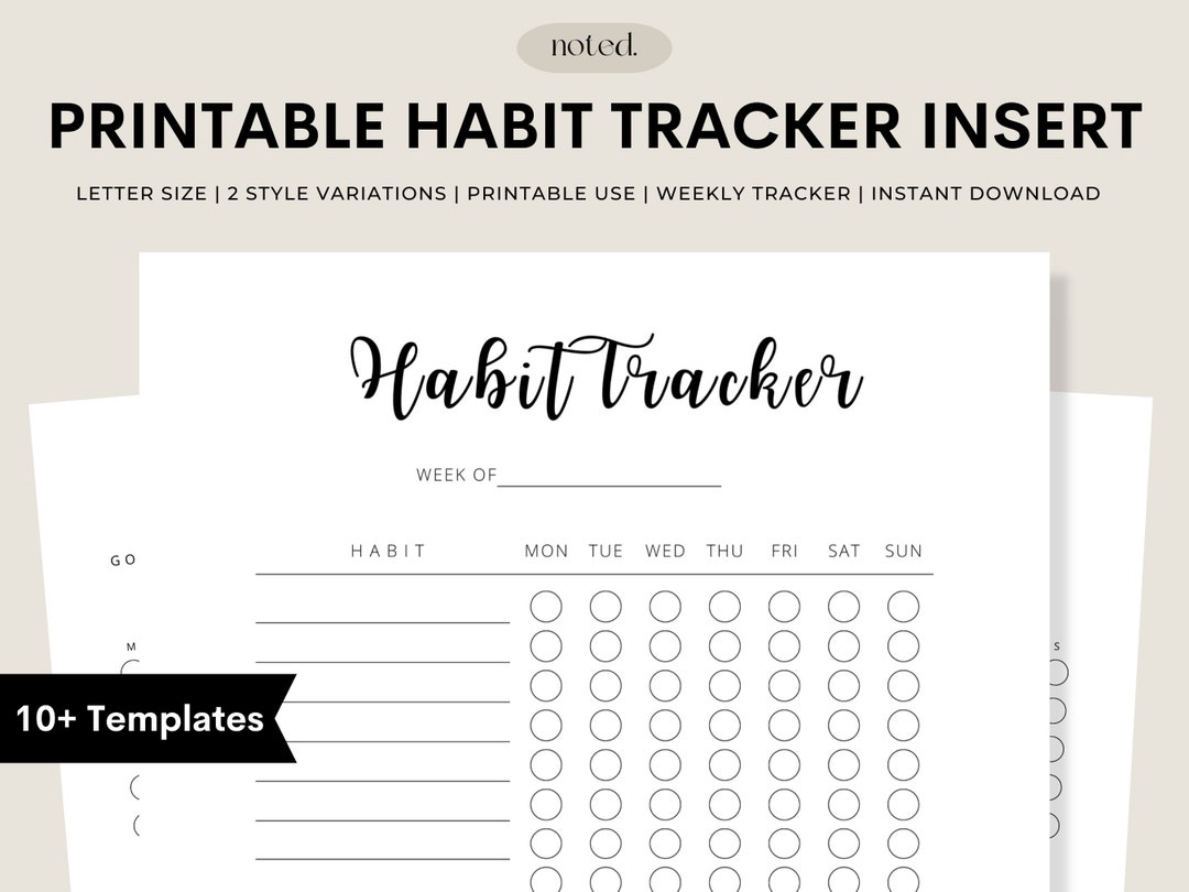 Printable Habit Tracker Insert: Minimalist Weekly Planner (instant ...