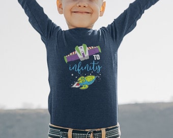 Camicia To Infinity And Beyond, Toddler Long Sleeve Shirt, Camicia Toy Story, Camicia Disney, Camicia Pixar per bambini, Camicia Buzz Lightyear, Regalo Toy Story