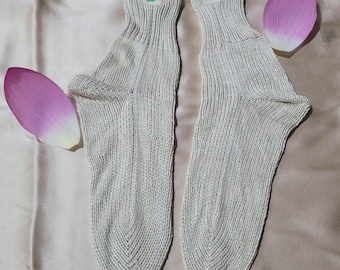 Pure Silk Socks hand knit: Original Silk Fiber, Warm & Breathable