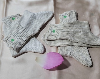 Pure Silk Socks hand knit: Original Silk Fiber, Warm & Breathable