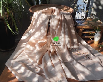 Hand embroidered silk scarves - silk scarves with hand made flower patterns - silk scarves for women