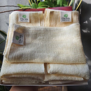Raw silk washcloth set of 6pcs- gently cleanses the skin