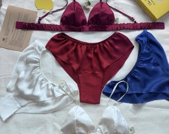 Pairs of pure silk panties_ bamboo leaf panties- Lingerie- Undies
