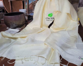 Undyed natural color ivory/yellow Silk Scarf