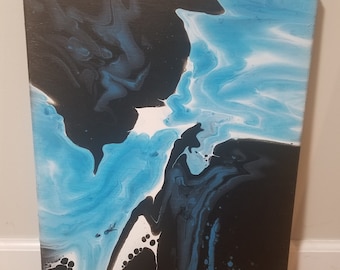 Blue Paint Pour