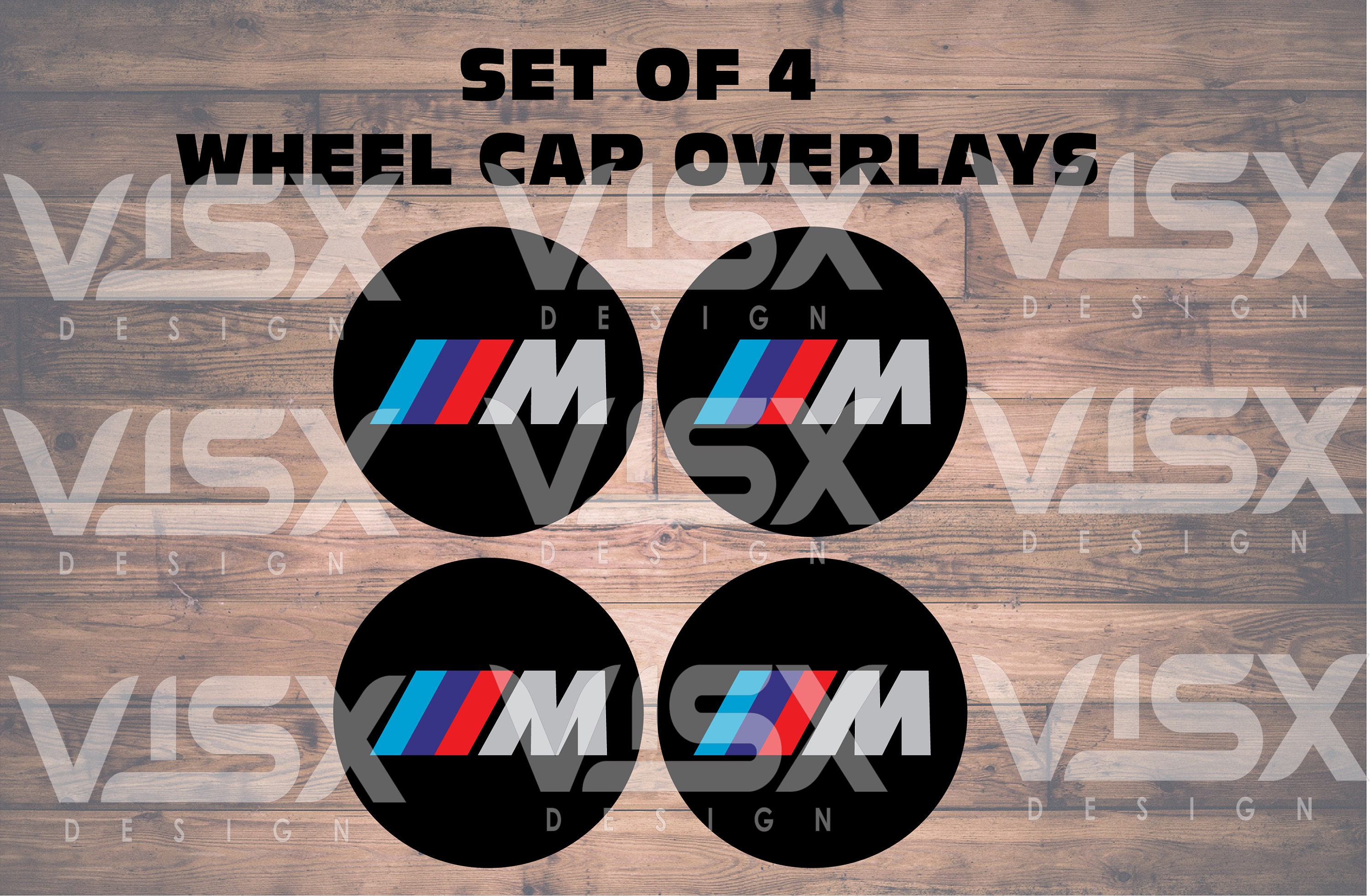 Set of 4 Pcs BMW Hub Cap Vinyl Sticker Overlay Emblem High Quality Fast ...