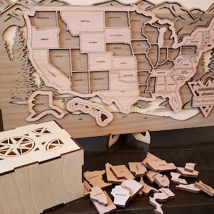 Travel Map, Family Travel Map, Travel Tracker, U.S. Travel Map, United States, U.S. Map, Puzzle, U.S. Map Puzzle, Travel Gift