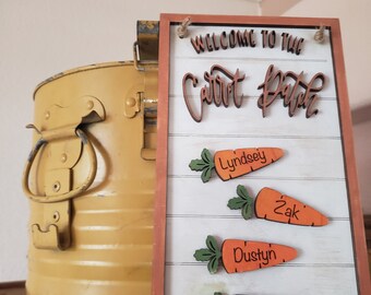 Personalized Easter Sign, Easter Decor, Family Sign, Carrot Patch Sign, Hand-crafted, Custom Sign, Spring, Easter, Easter Bunny, He Is Risen