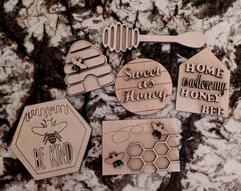 DIY Tier Tray Set, Do-It-Yourself Home Decor, Bees, Honey Bees, Honey, Beehive