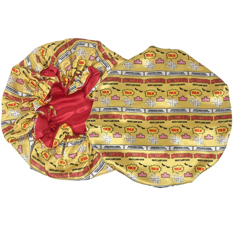 Reversible Satin Bonnets Multiple Colors Available Protective Hair Bonnet. Oversized Bonnet, Double Sided Bonnet Red/Gold