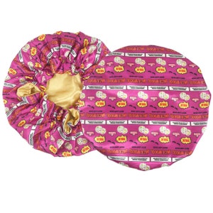 Reversible Satin Bonnets Multiple Colors Available Protective Hair Bonnet. Oversized Bonnet, Double Sided Bonnet Hot Pink/Gold