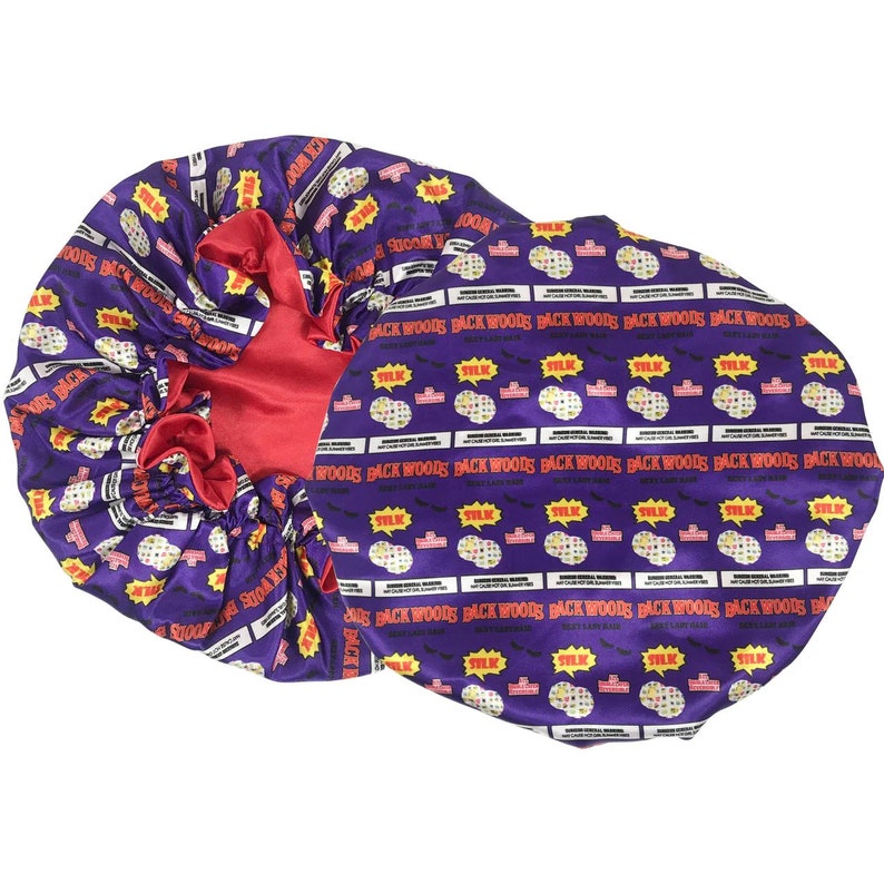 Reversible Satin Bonnets Multiple Colors Available Protective Hair Bonnet. Oversized Bonnet, Double Sided Bonnet Purple/Red