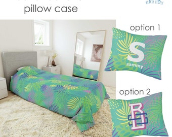 Floral Duvet cover, Monogrammed bedding, green duvet cover, preppy room decor, kawaii room decor, coquette room decor