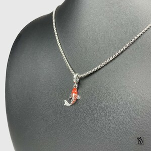 Lucky Japanese Koi Fish Silver Pendant Necklace, Premium Silver Carved Japanese Culture Fortune Minimalist Jewelry Gift For Men and Women