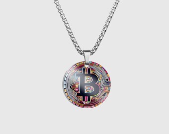 Bitcoin Pendant Necklace - Digital Currency Jewelry Gift for Men and Women