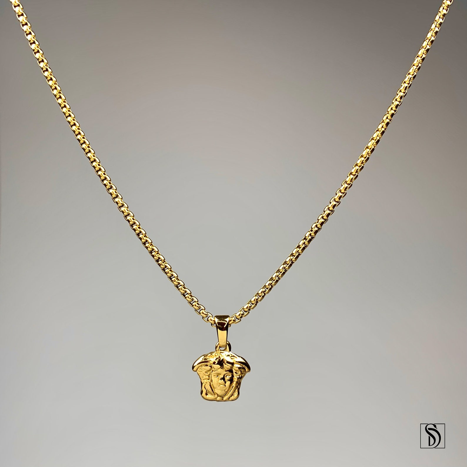 Gold Mini Medusa Pendant Handmade Necklace by OdaMerch on Etsy