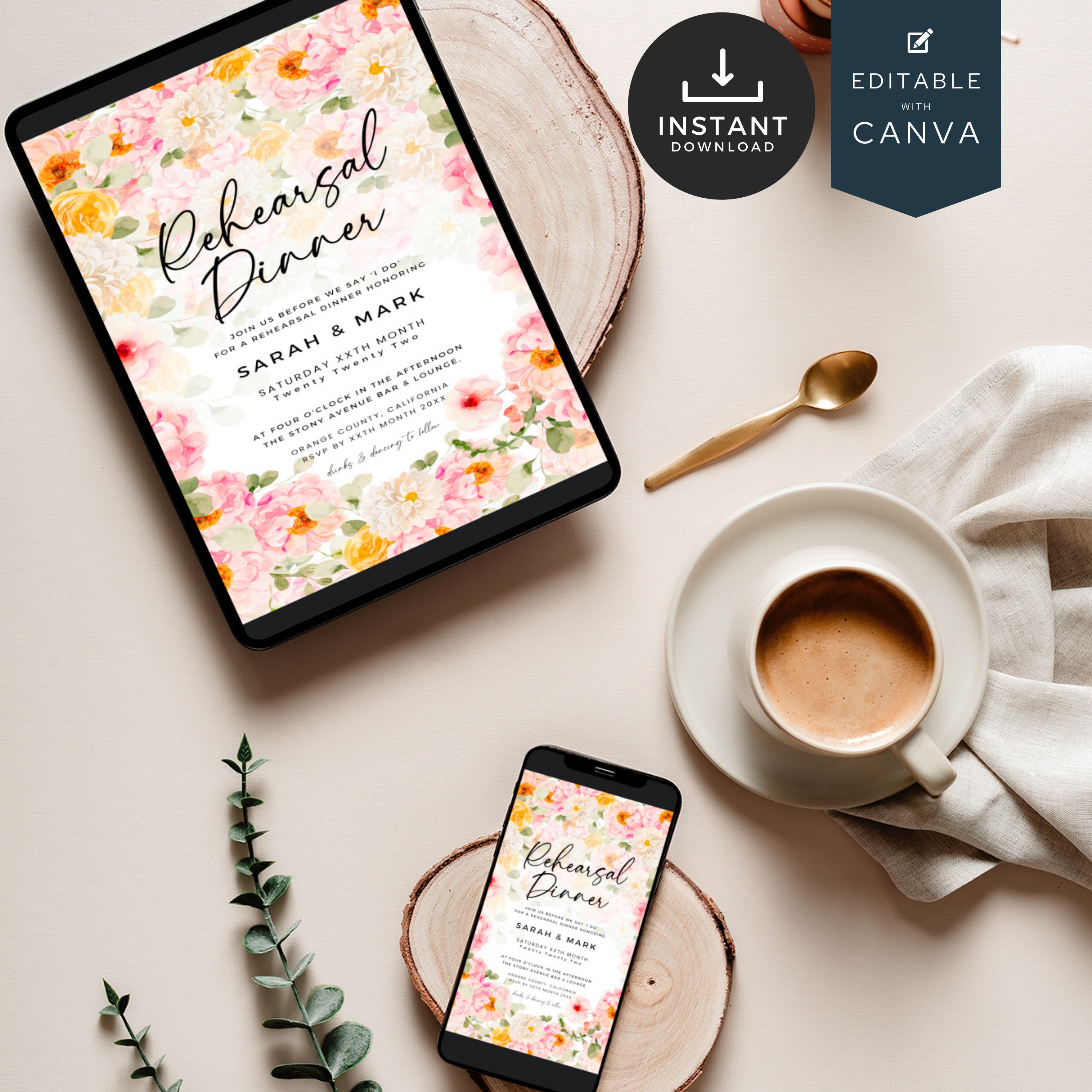 Floral Rehearsal Dinner Invitations Vibrant Spring Wedding Etsy